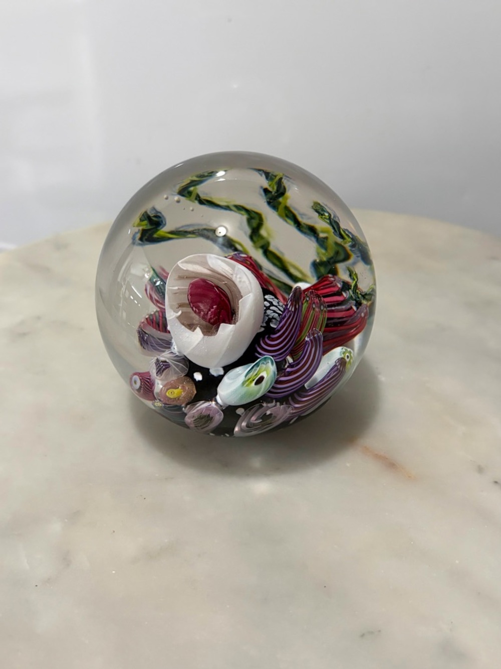 Vintage MARK ECKSTRAND Crystal UNDER THE SEA 4 1/2” AQUARIUM Paperweight SIGNED